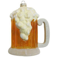 CHRISTBAUMSCHMUCK Bierkrug Schaumi Goldfarbig 11cm (Glas / 1 Stk.) - Goldfarben, Glas (9/11/7cm) - Krebs Glas Lauscha