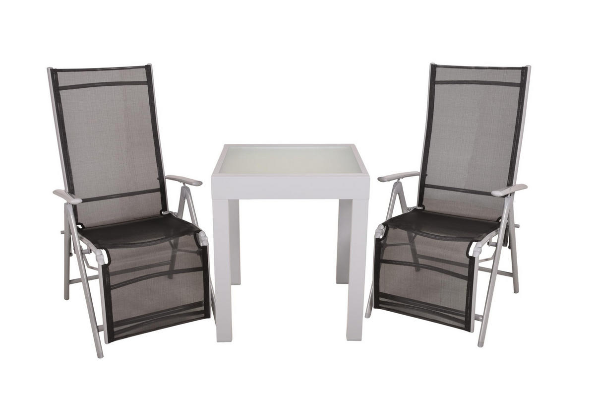 GARTEN-SITZGRUPPE Lara 3-teilig Gartenmöbel-Set - Schwarz, Kunststoff - DELUKE