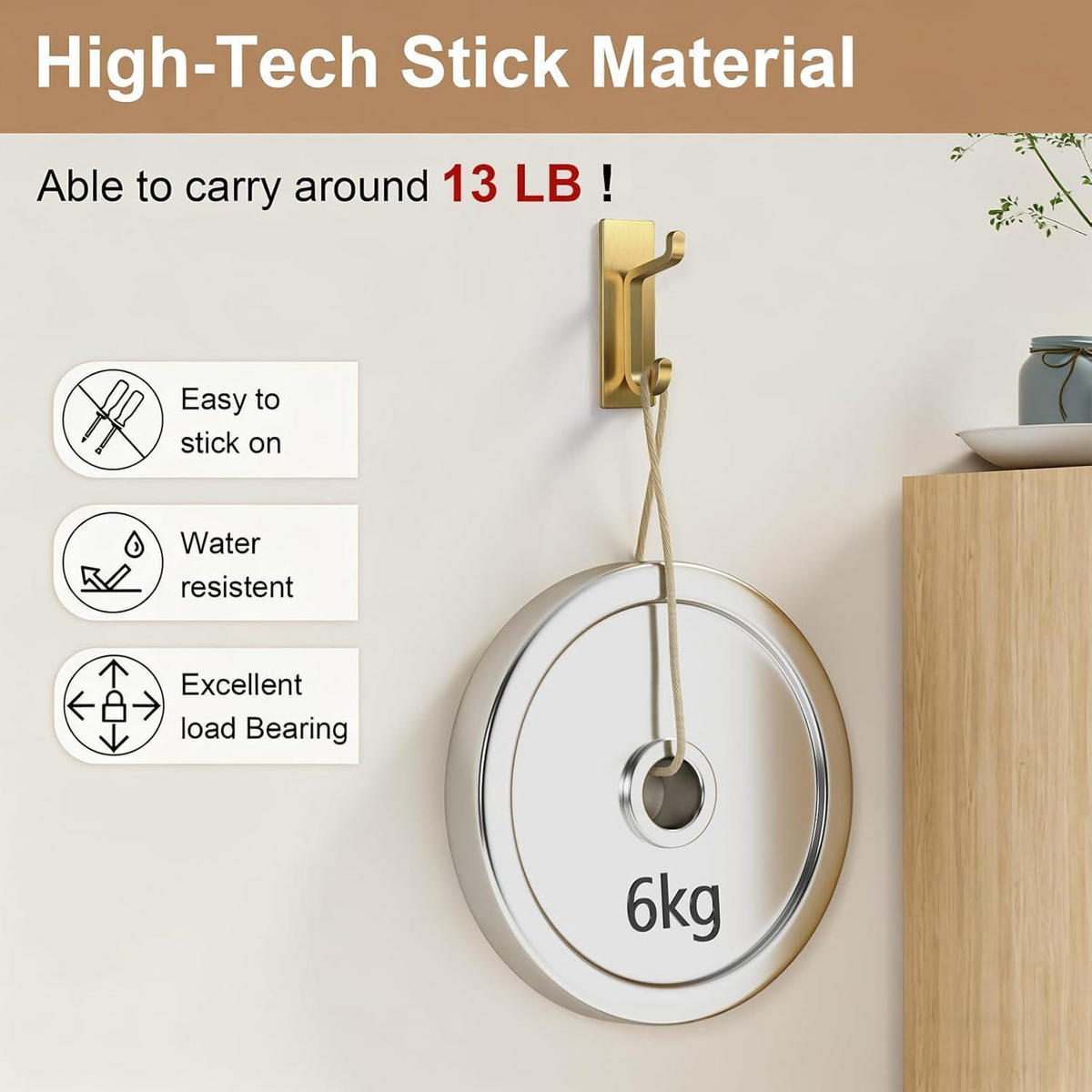 HAKEN 4er Set Edelstahl goldfarben 6 kg - Goldfarben, Metall (4.1/2.3/8.1cm)