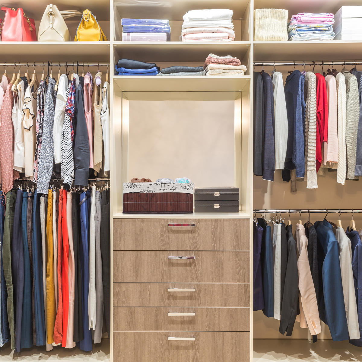 AUFBEWAHRUNGSKORB - Multicolor, Holz/Textil (38/16.5/28.5cm) - Relaxdays