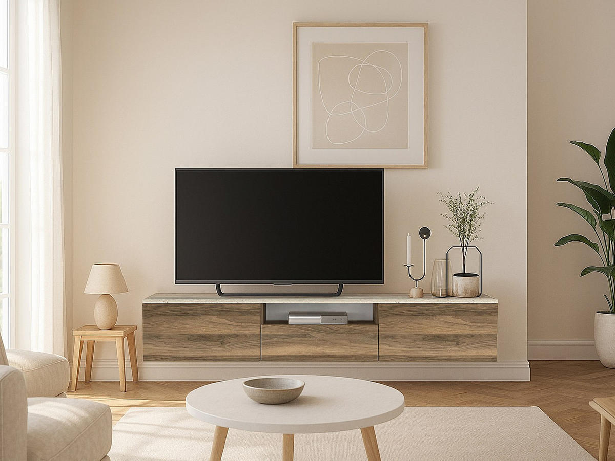 TV-HÄNGESCHRANK - 180 cm x 29.5 cm - holz - naturfarben dunkel, beige Lotula - Beige/Naturfarben, Holz (180/31.3/29.5cm) - Vente-Unique