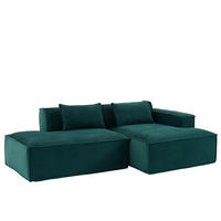 3-SITZER ECKSOFA Polyester Retrogrün mit 2 Kissen - Jadegrün, Textil (235/129cm) - WISHDOR