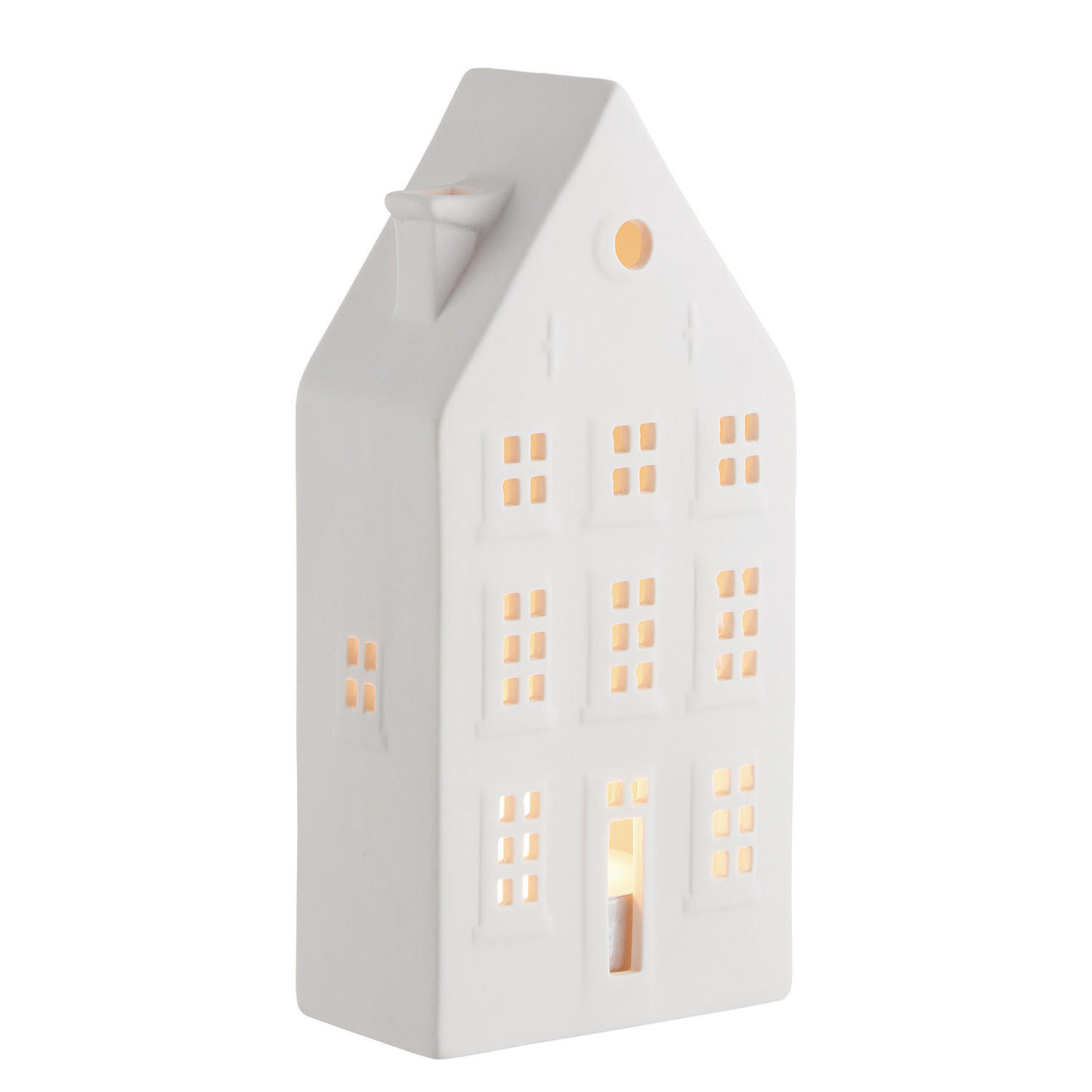 TEELICHTHAUS (4er Set) Amsterdam - Weiß, Keramik (19cm) - Butlers