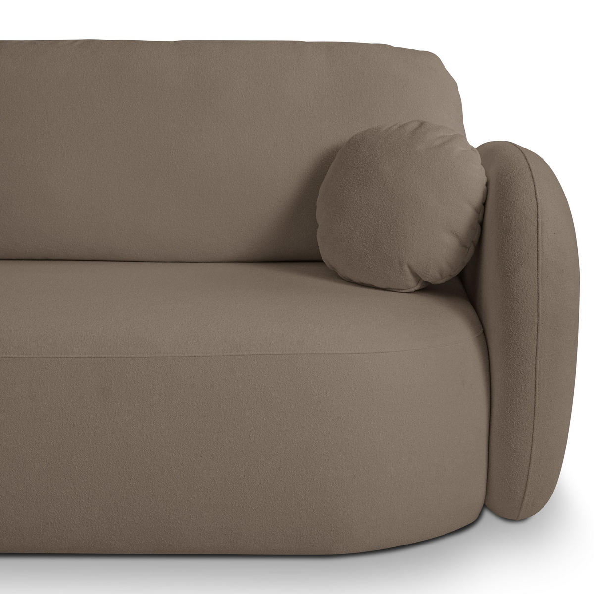 ECKSOFA AMICO L-S Braun Geflochtener Stoff mit Schlaffunktion - Braun, Holz (248/174cm) - MASSENO