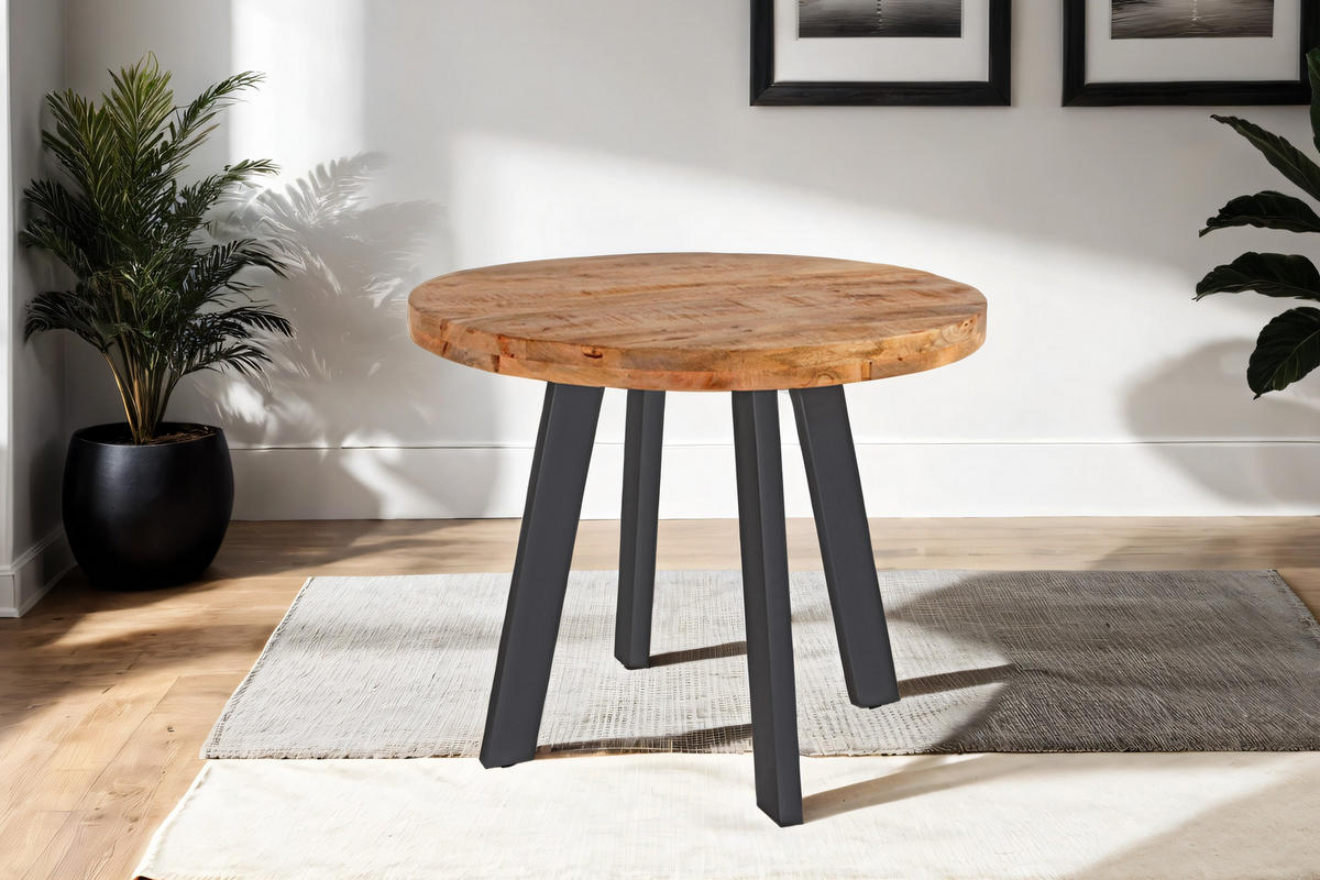 ESSTISCH ADELINA - Beige/Schwarz, Holz/Metall (140/140/77cm) - SAM