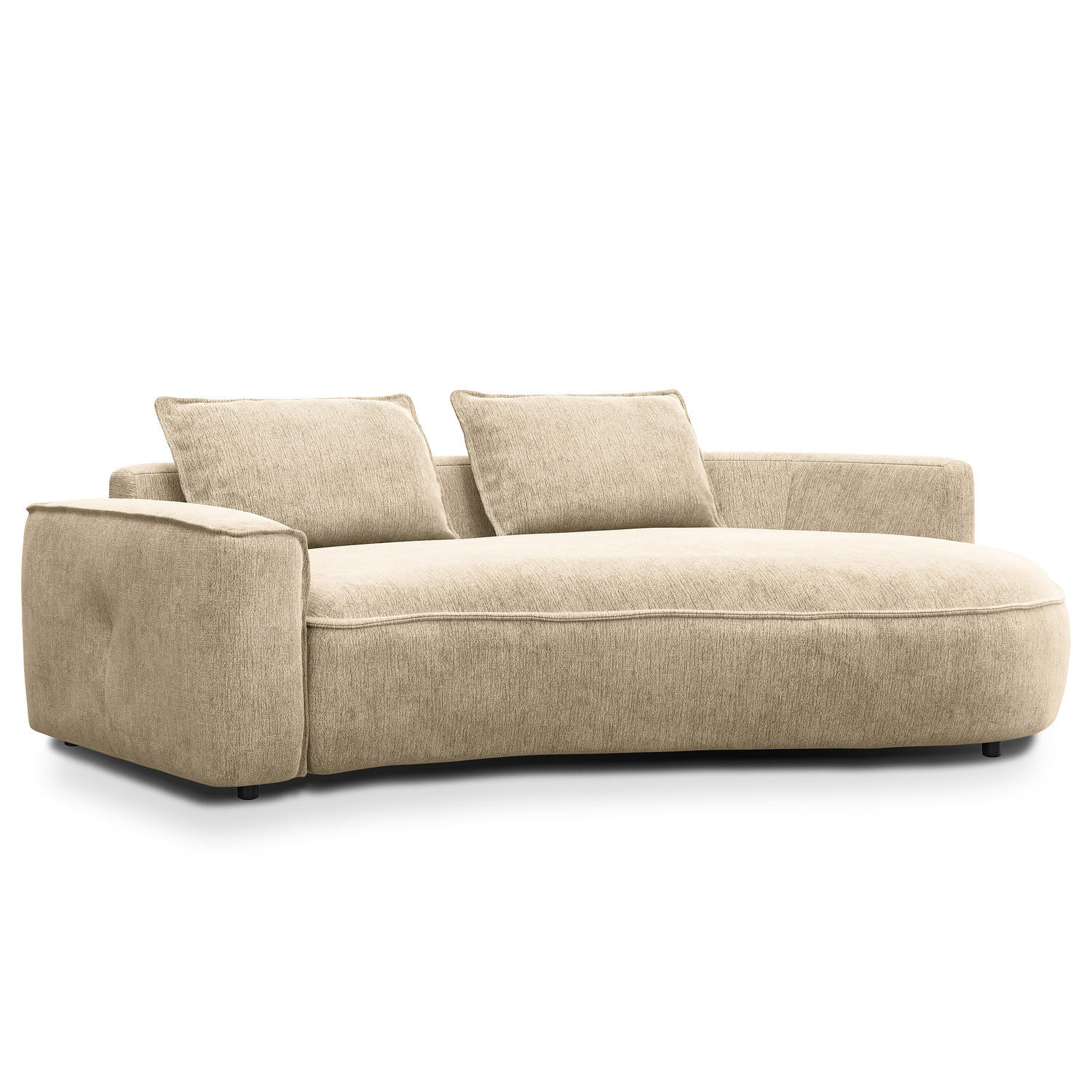 2,5-SITZER SOFA - Taupe/Schwarz, Kunststoff/Textil (217/82/146cm) - home24