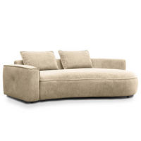 2,5-SITZER SOFA - Taupe/Schwarz, Kunststoff/Textil (217/82/146cm) - home24