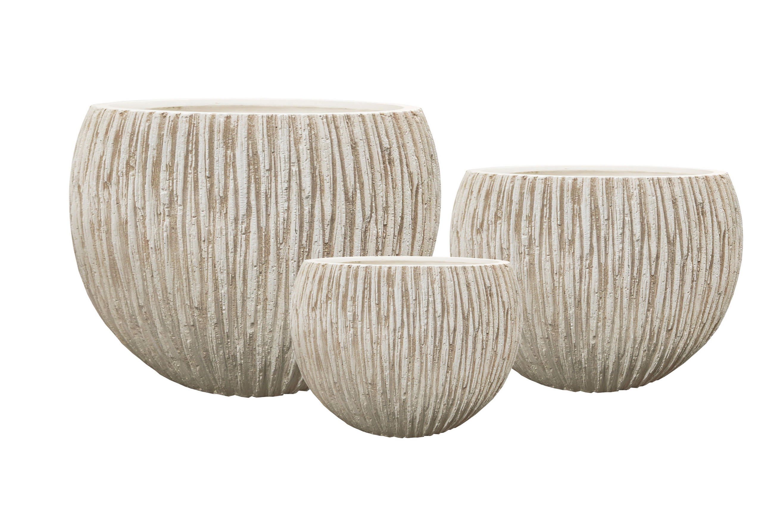 BLUMENTOPF Herva 3er Set Beige 53/53/45 cm Keramik - Beige, Keramik (45cm) - Mondex