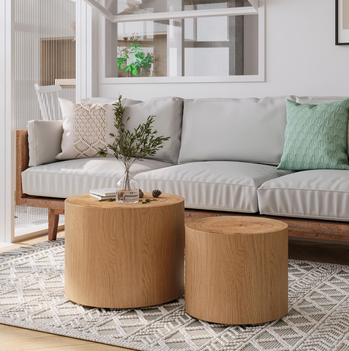 COUCHTISCH-SET 48/48/38 cm Naturholz aus Massivholz und MDF - Naturfarben, Holz (48/48/38cm) - OKWISH