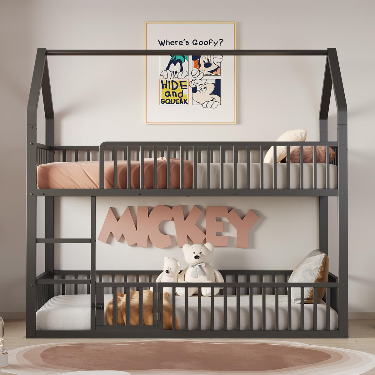 ETAGENBETT Metall Schwarz 90x200 cm 2-tlg. - Schwarz, Metall (90/200cm) - ComfortXL