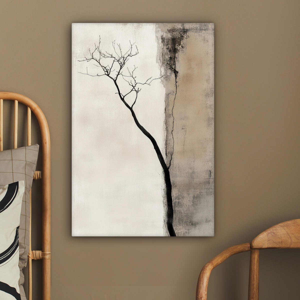 LEINWANDBILD Wabi sabi - Pflanze - Beige 40x60 cm - Taupe, Textil (40/60cm) - MuchoWow