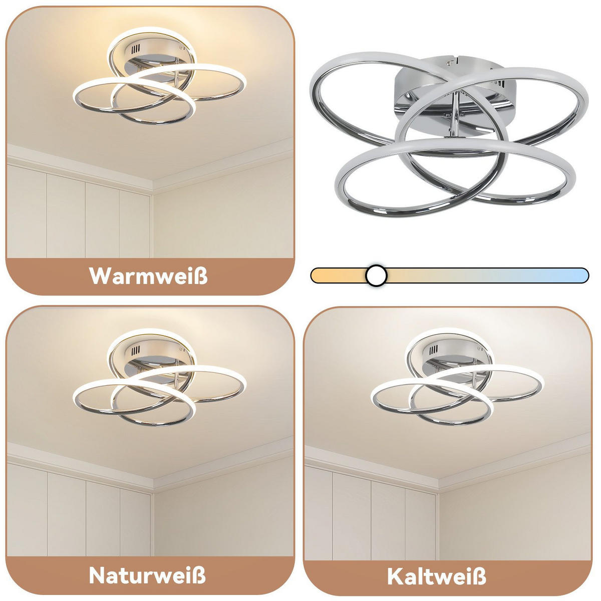 LED-DECKENLEUCHTE Lumpkin 33/36/14cm - Chromfarben, Metall (36/33/14cm) - Nettlife