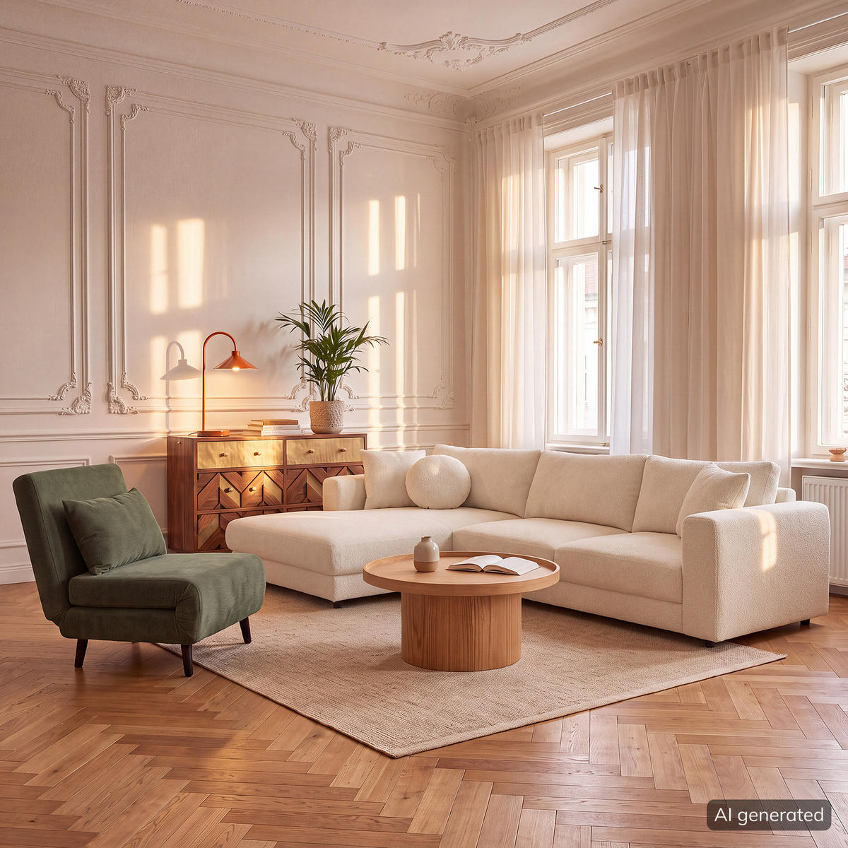 ECKSOFA mit Longchair - Beige/Schwarz, Holz/Kunststoff (286/183cm) - home24