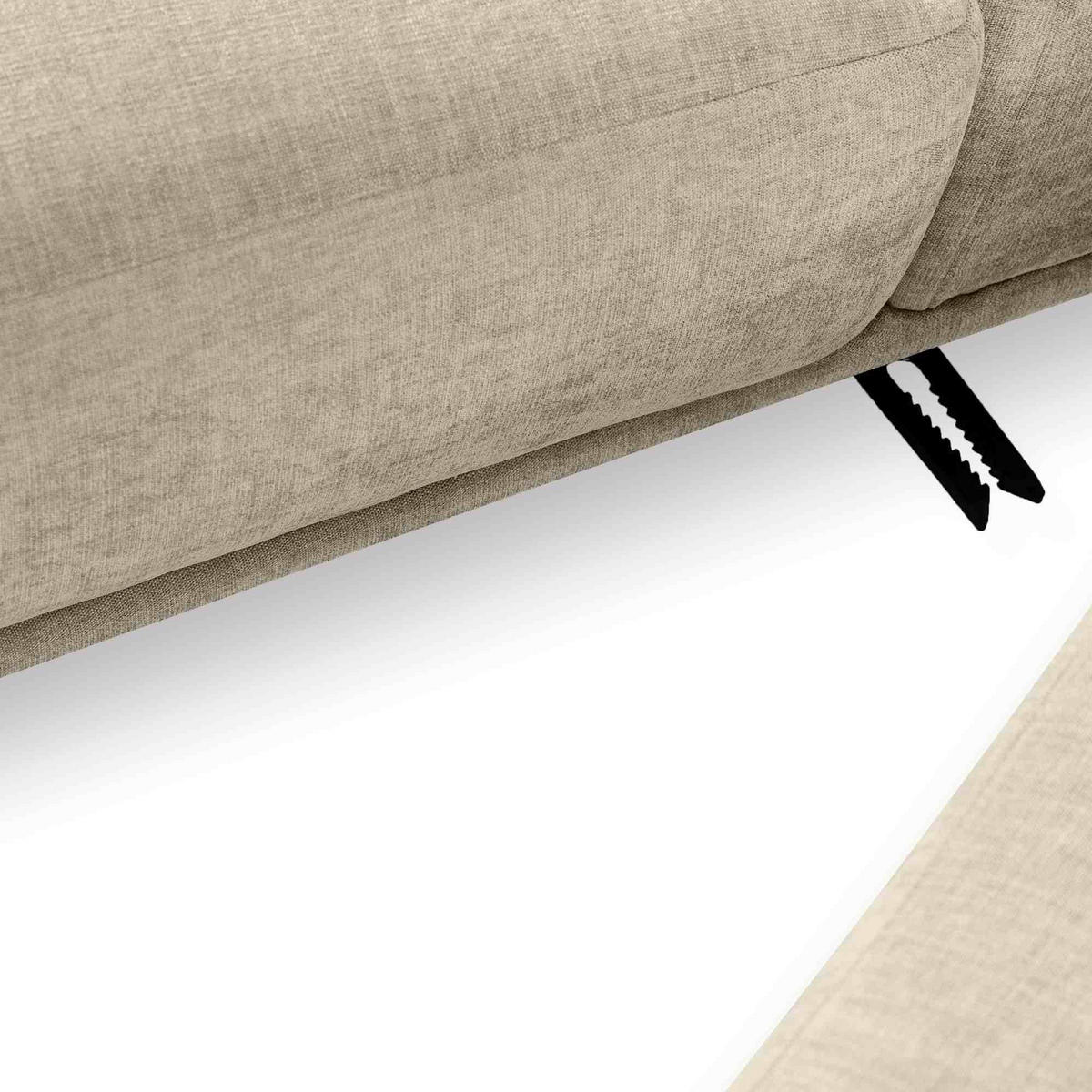 ECKSOFA-RECHTS FOSERO, Chenille-Stoff - Beige/Buchefarben, Holz/Holzwerkstoff (204/155cm) - KONSIMO®