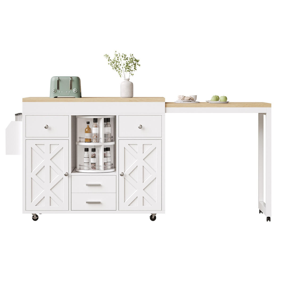 BARTISCH ausziehbar 110-180 cm Weiß MDF - Weiß, Holz (40/91/180cm) - Beauniv