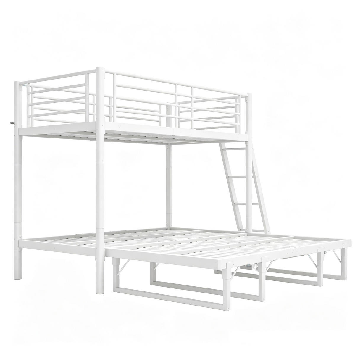 ETAGENBETT 90/200 cm mit Ausziehbett, DE-41598, in Weiß - Weiß, Metall (90/200cm) - ComfortXL