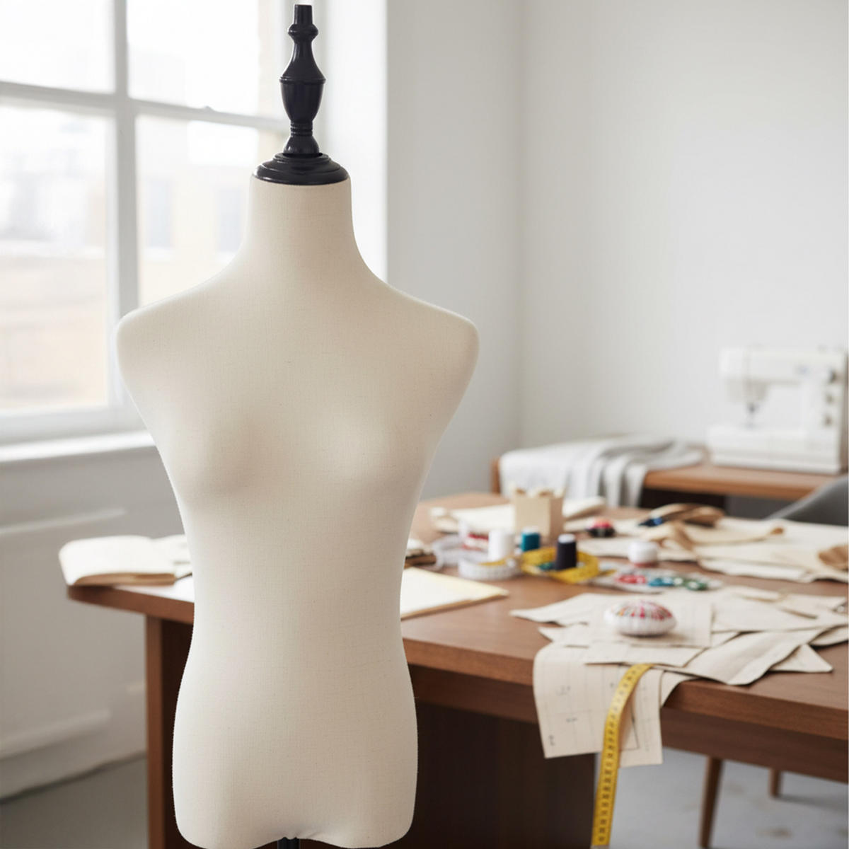 ŠIJACIA panna - krémová, kov/textil (37/175/23cm) - Relaxdays