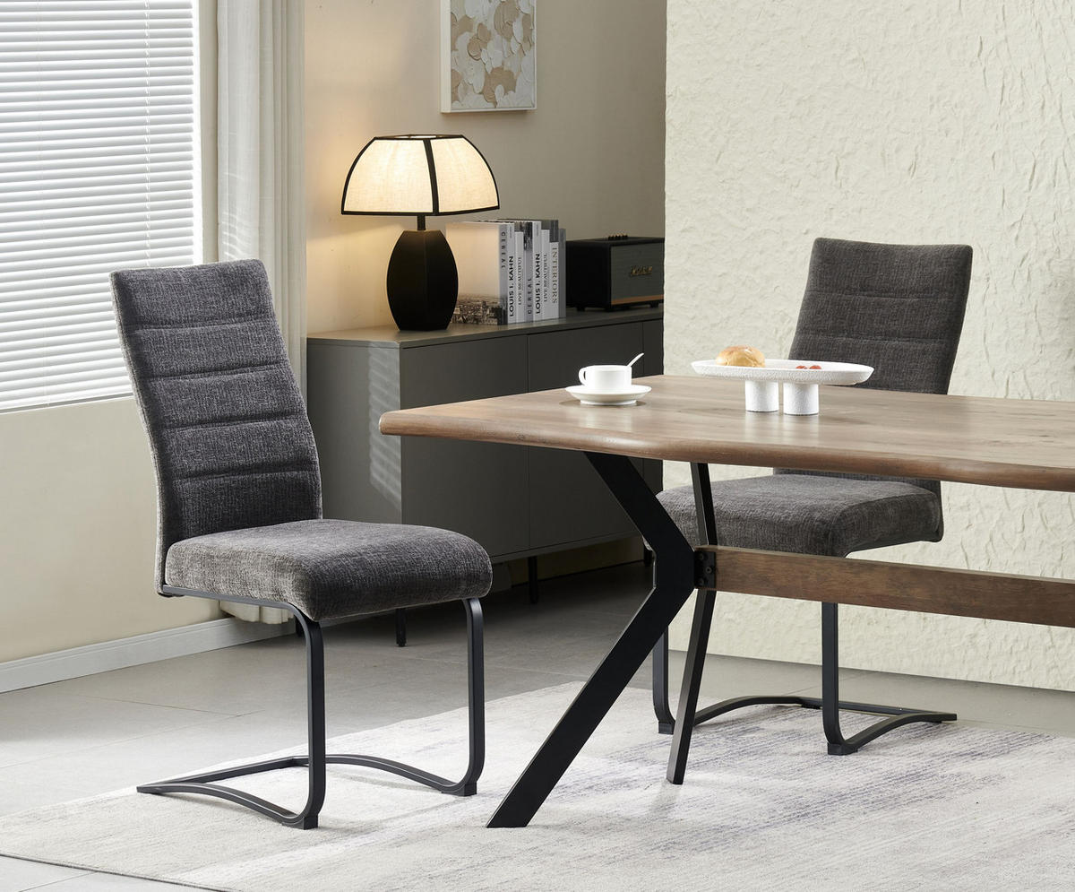 SCHWINGER-STUHL 2er Set Stockholm Stühle in Anthrazit - gemütliches Design - B/H/T: 43x98x59 cm - Anthrazit, Textil (59/98/43cm)