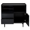SIDEBOARD 80/35/80 cm mit Glasschiebetür, einstellbarer 16-Farben LED-Leiste, MDF, Schwarz - Schwarz, Holzwerkstoff (80/80/35cm) - Redom