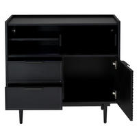 SIDEBOARD 80/35/80 cm mit Glasschiebetür, einstellbarer 16-Farben LED-Leiste, MDF, Schwarz - Schwarz, Holzwerkstoff (80/80/35cm) - Redom