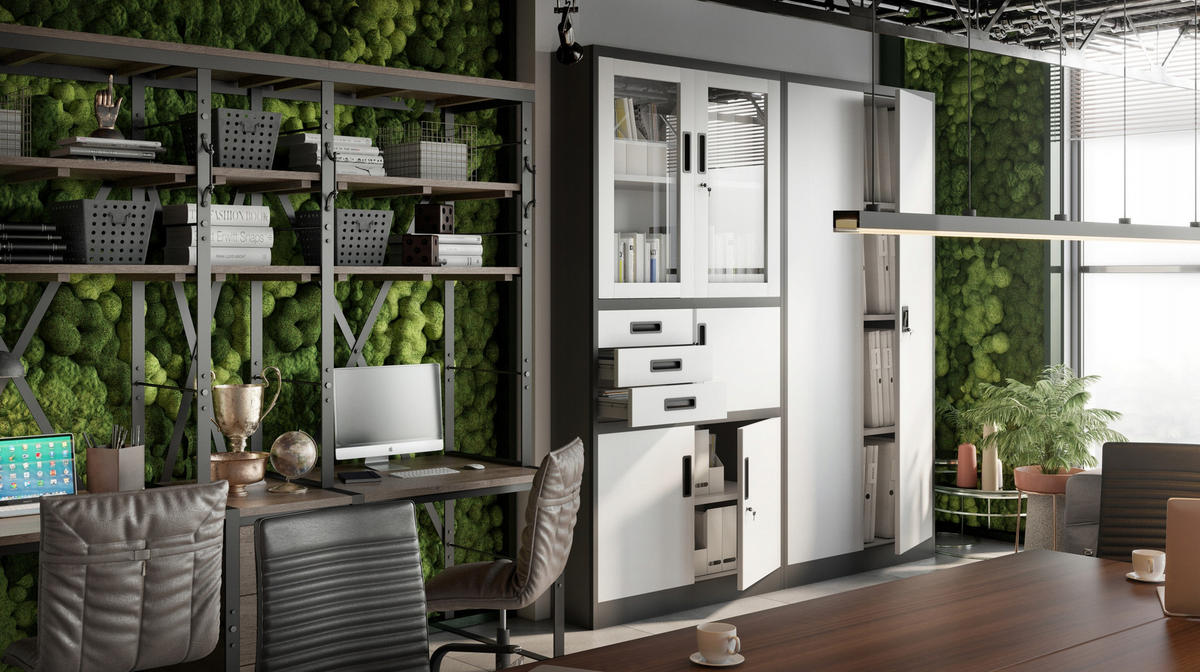 AKTENSCHRANK JAN 185x90x45 cm - Anthrazit/Weiß, Metall (90/185/40cm) - Jan Nowak