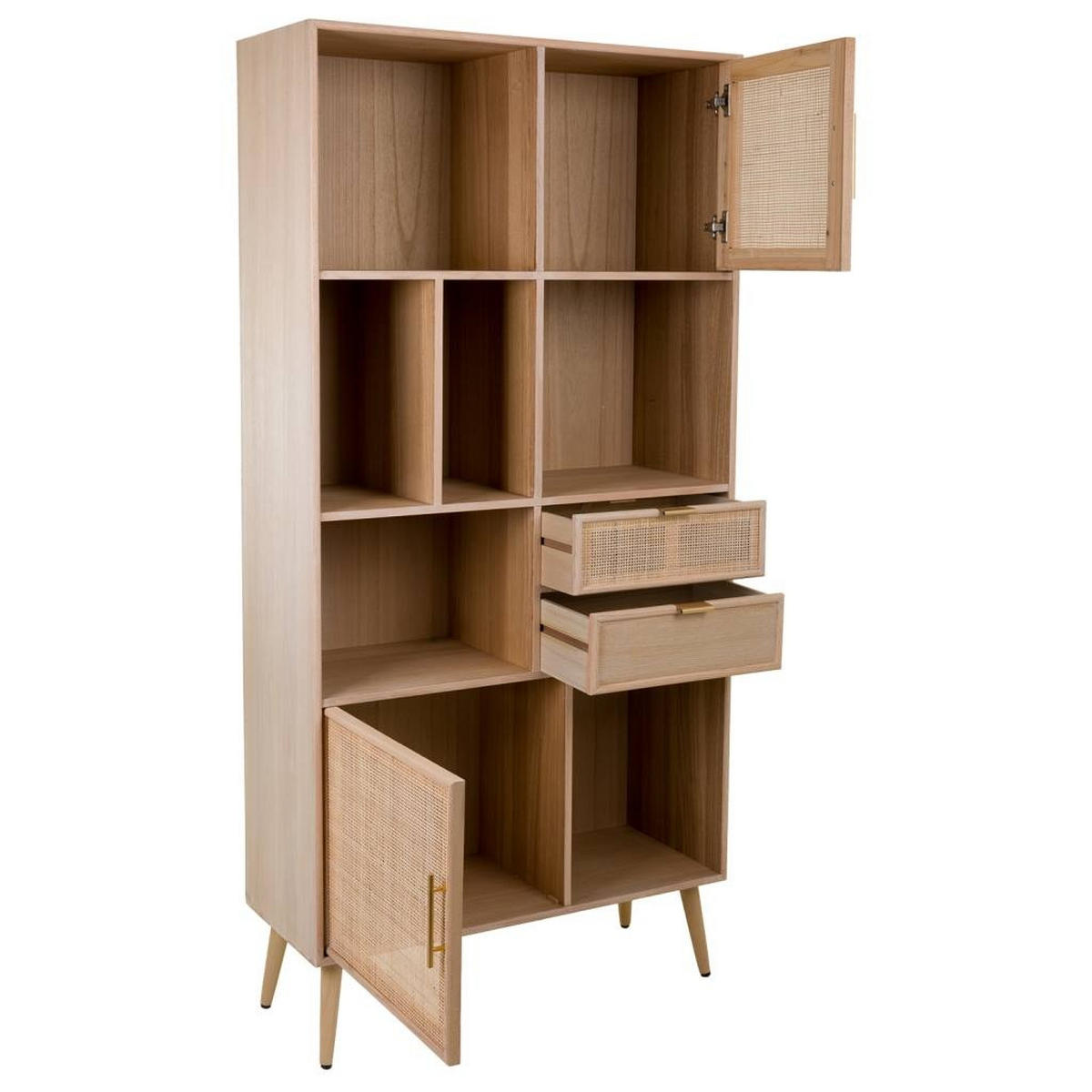 REGAL aus Holz und braunem Netz, 90x37x189 cm - Braun, Holz (90/37/189cm) - Wanderlust