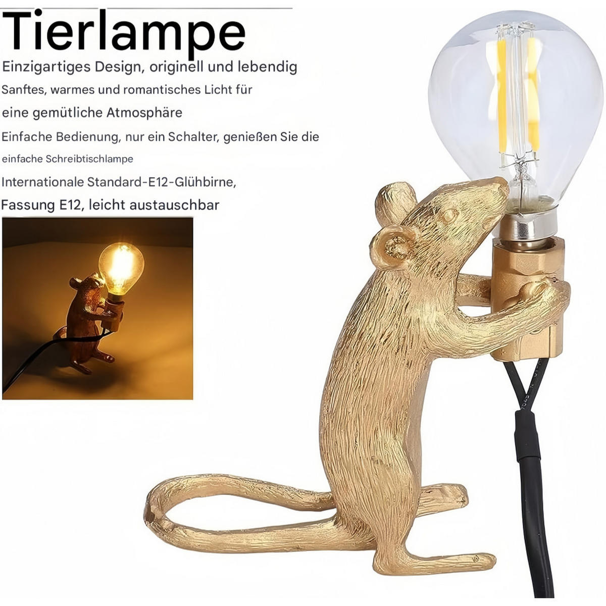 TISCHLEUCHTE Mausform Gold Kinder - Platinfarben, Naturmaterialien (13/15/6cm) - Weltevree