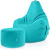 SITZSACK + Hocker "Cozy+Stay" 2er Set - Türkis, Textil (70/90/80cm) - Green Bean