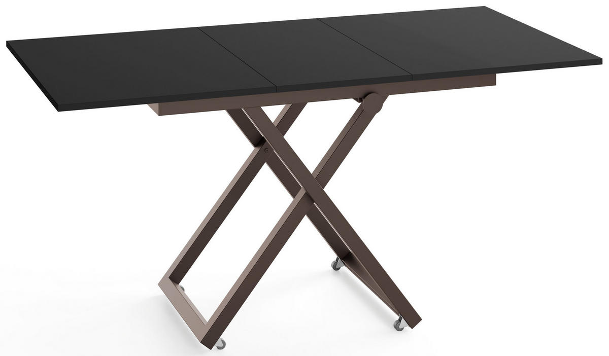 COUCHTISCH Axen höhenverstellbar ausziehbar, Schwarz 120-160/80/38-75 cm - Schwarz/Braun, Holzwerkstoff/Metall (80/160/75cm) - WFL GROUP