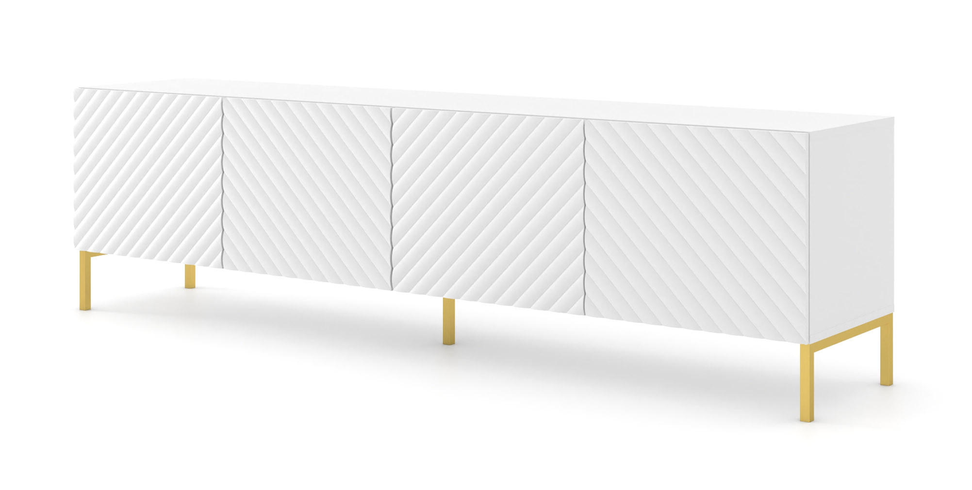 TV LOWBOARD Weiß, Gold 200/56/42 - Weiß, Holzwerkstoff (200/56/42cm) - RAUMHIRSCH FURNITURE