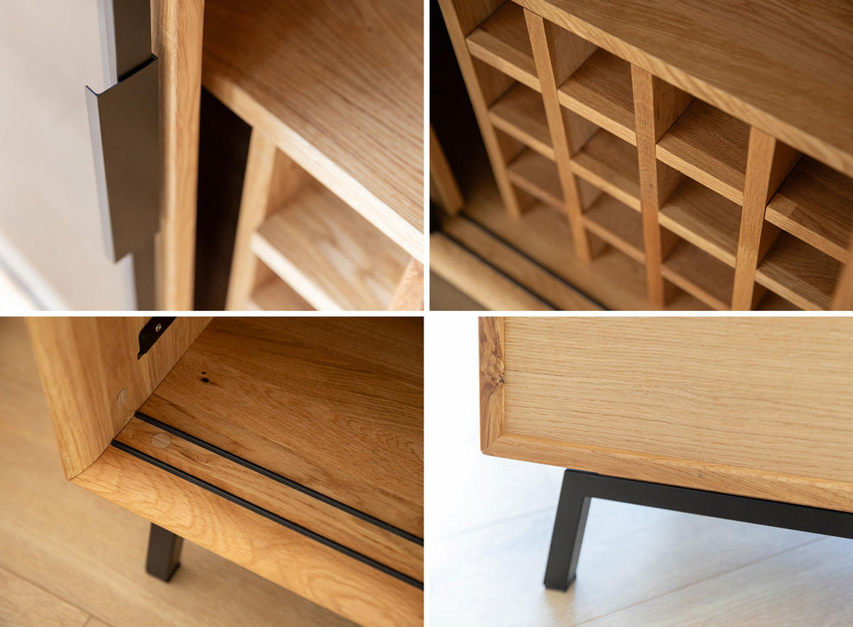 WOHNWAND Xer-Set Modern Loft Eiche Natur 301 / 50 / 101cm - Eichefarben/Schwarz, Holz/Metall (301/101/50cm) - Feldmann-Wohnen