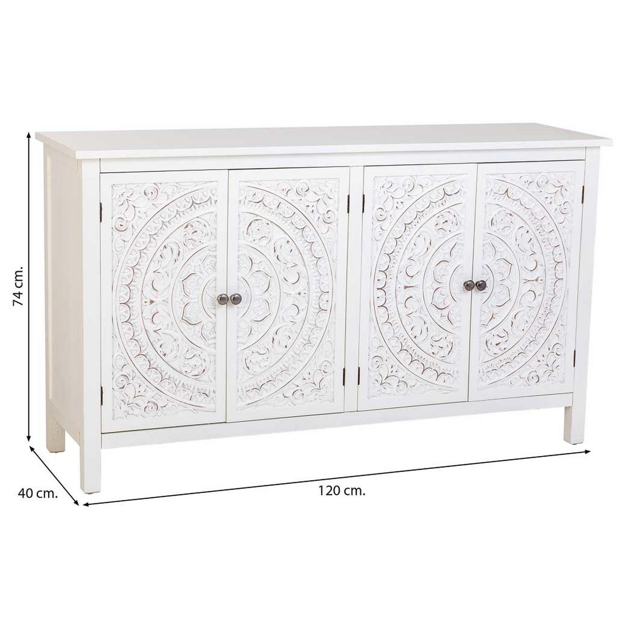 SIDEBOARD weißes 120x40x74 cm - Weiß, Holz (120/74/40cm) - Wanderlust