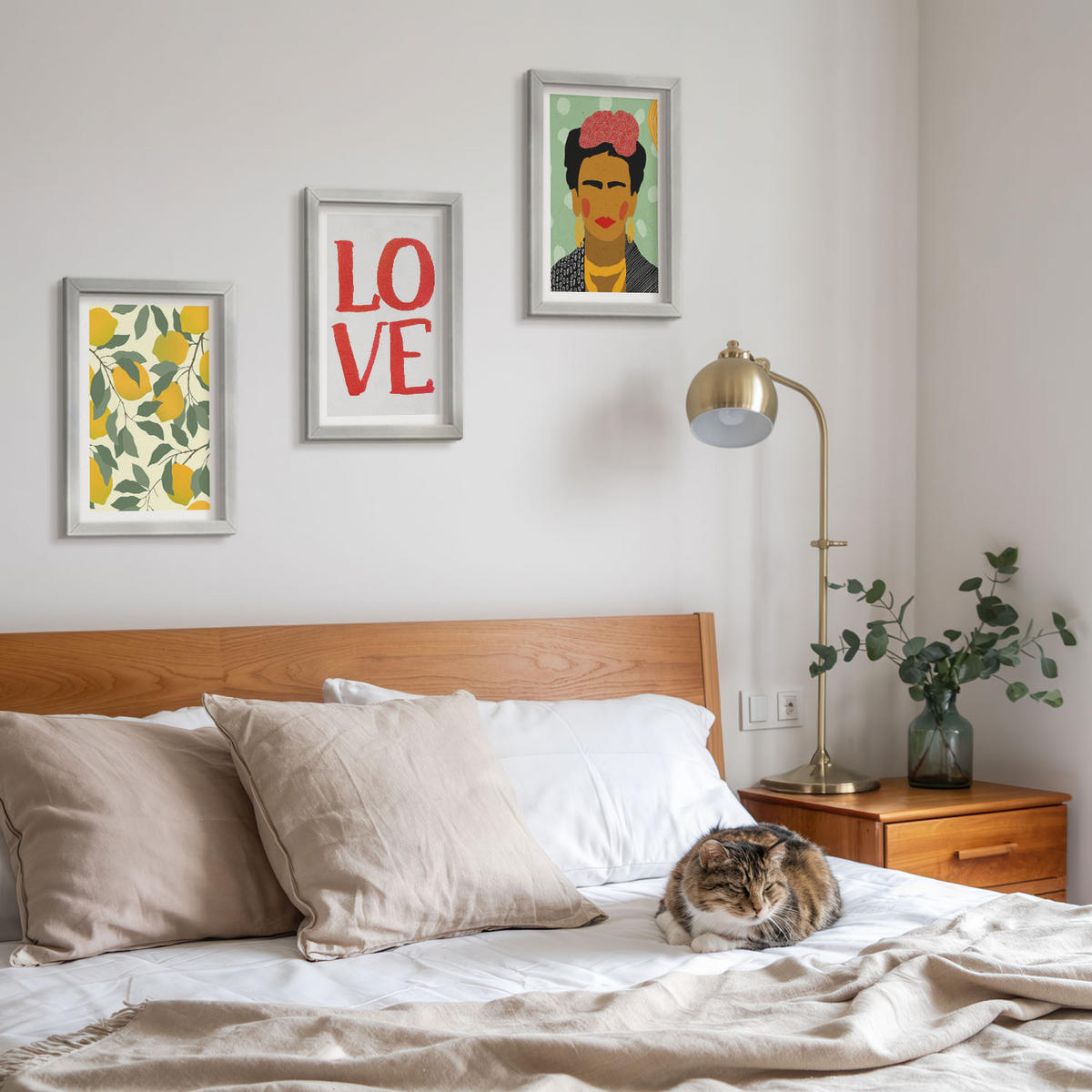 WANDBILDER 3er Set - 20x30 cm Silberner Rahmen - Lemons LOVE Porträt von Frida - Silberfarben, Kunststoff (20/30cm) - ArtPrintCave