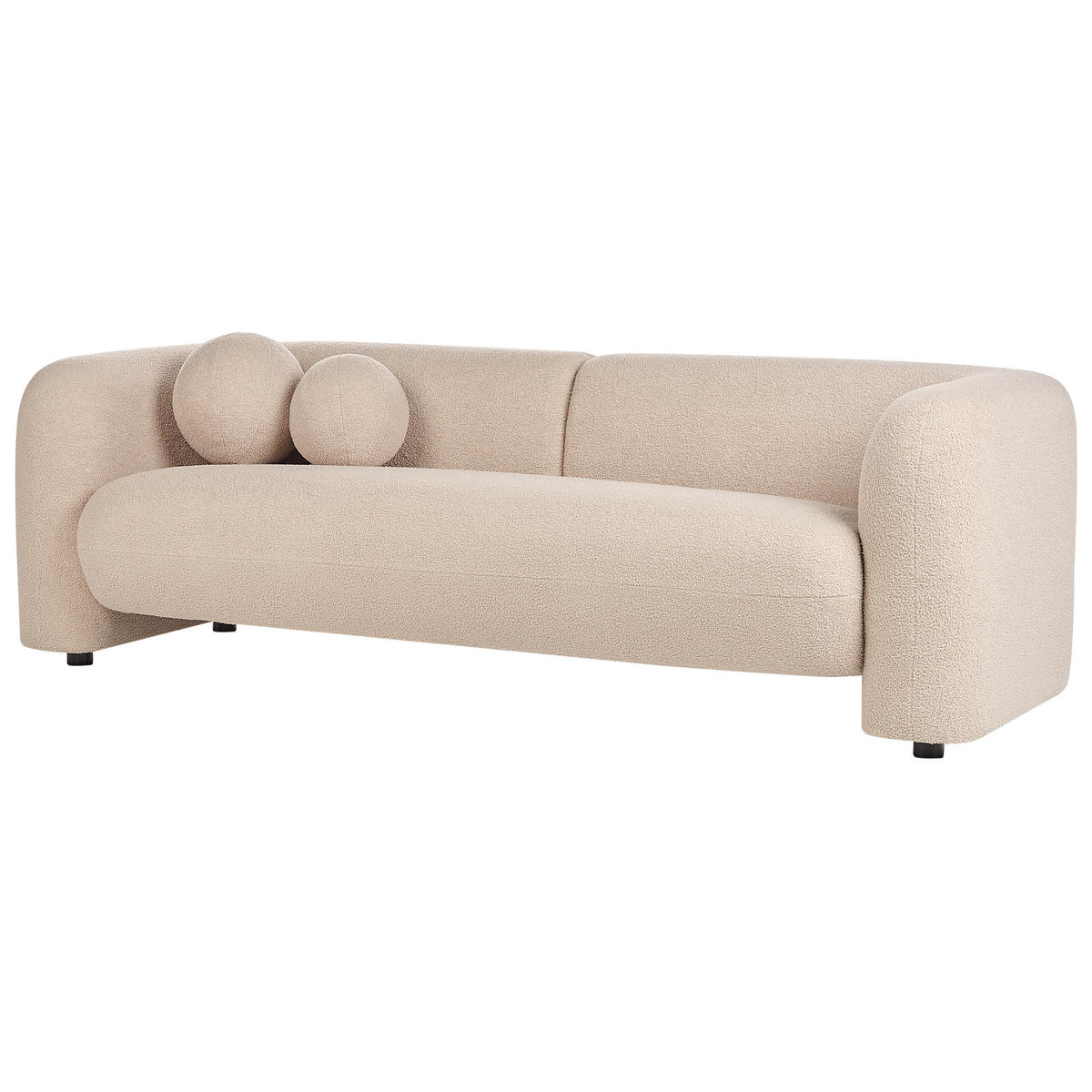 3-SITZER-SOFA Bouclé beige Leiren - Beige, Textil (224/73/83cm) - Beliani