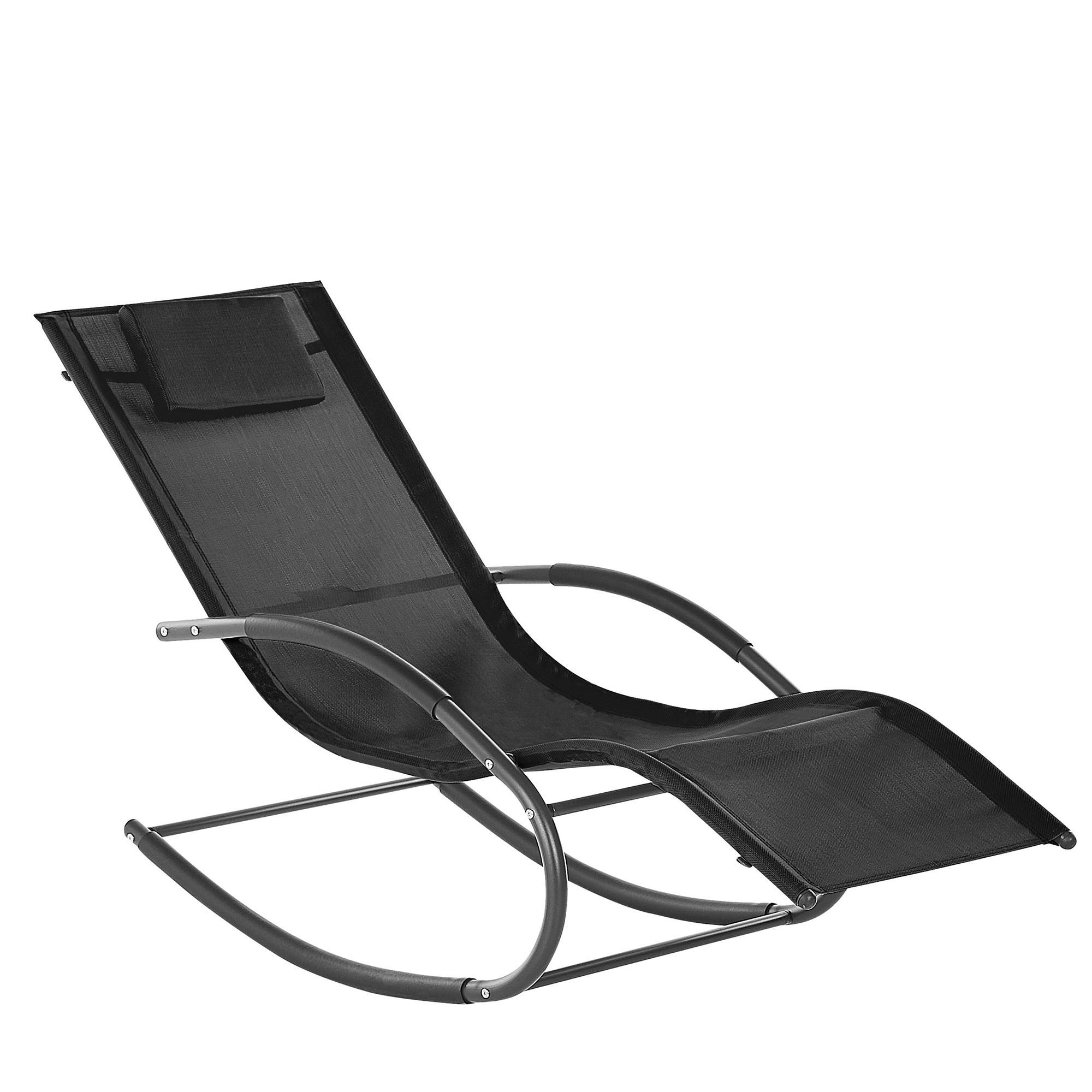 GARTENLIEGE Schaukelfunktion Schwarz Carano II - Schwarz, Metall (60/90/155cm) - Beliani