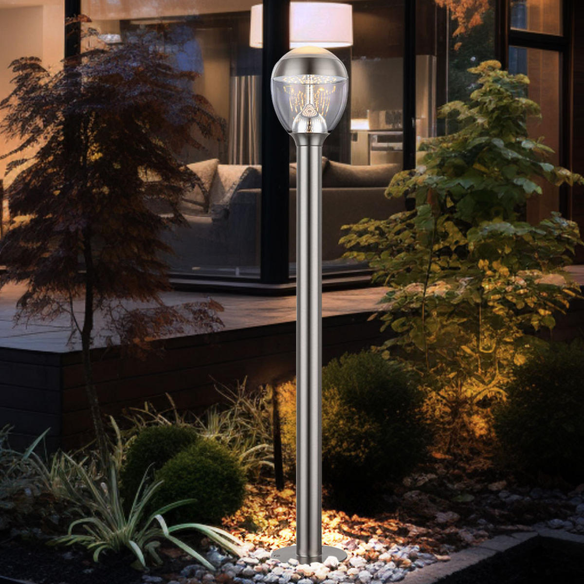 LED AUSSENSTEHLEUCHTE Edelstahl Silber - Silberfarben, Metall (15/15/99cm) - Globo Lighting