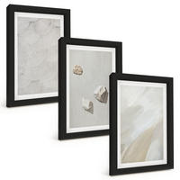 BILDER SET 3er Set - 20x30 cm Schwarzer Rahmen - Sandsteine moderne Farbe - Schwarz, Kunststoff (20/30cm) - TULUP