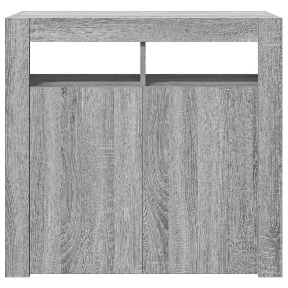 SIDEBOARD mit LED-Licht 80/35/75 cm aus Holzwerkstoff Grau Sonoma Dekor - Silbereichenfarben, Holz (80/75/35cm) - vidaXL