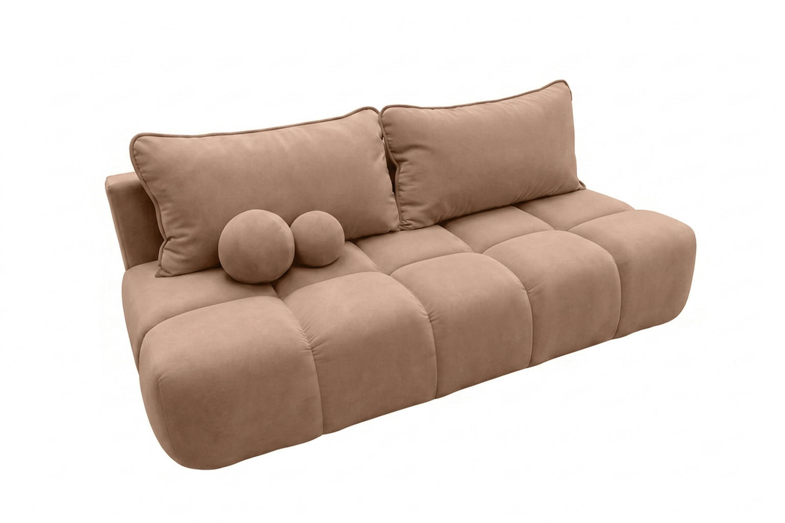 SOFA Mit Schlaffunktion Und Bettkasten, Veloursstoff Bluvel, Latte, COCO - Hellbraun, Holz (205/97/105cm) - Kaiser Möbel