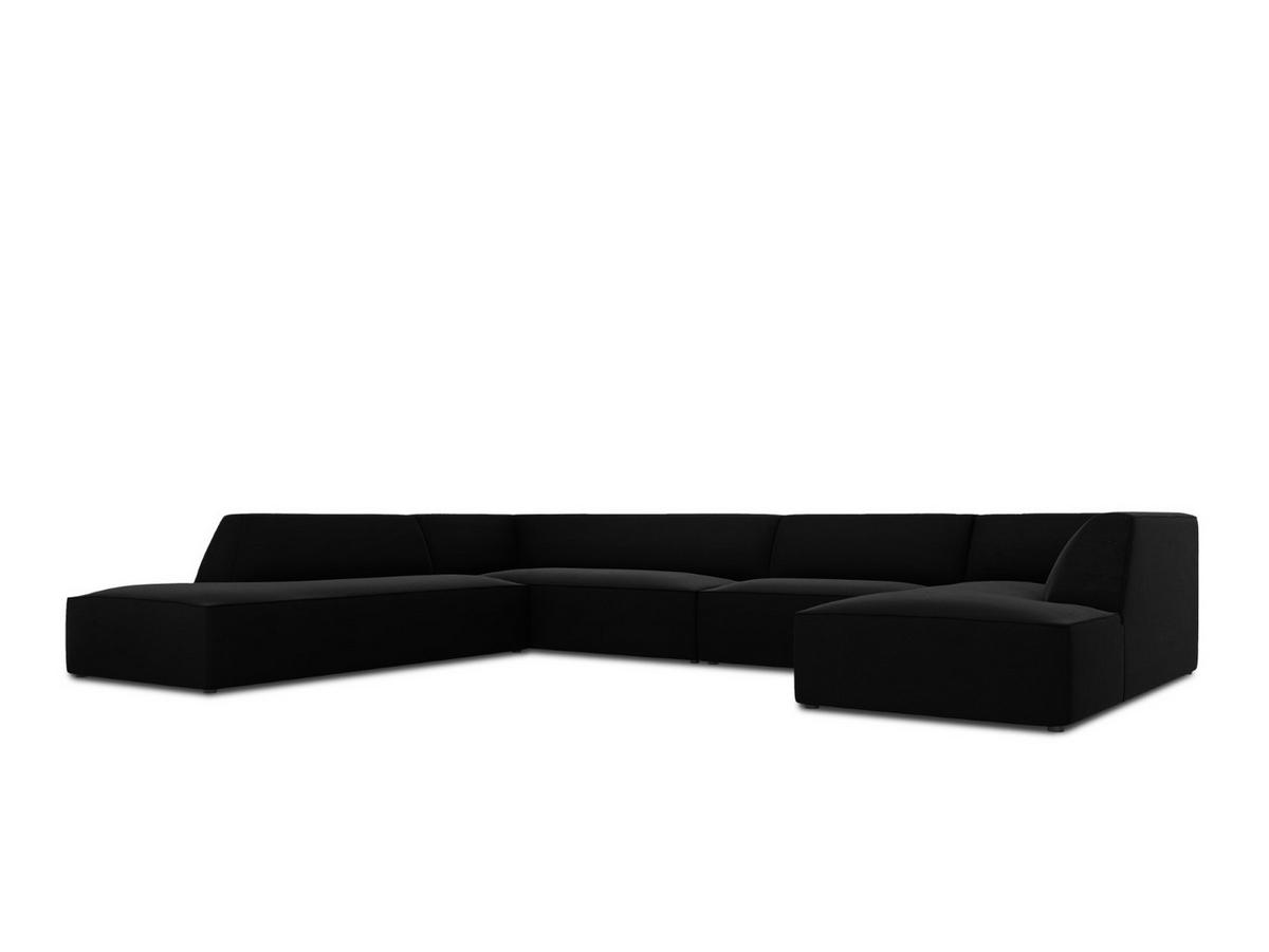 PANORAMASOFA links Ruby aus Samt schwarz 7 Sitzplätze - Schwarz, Textil (273/69/366cm) - Micadoni