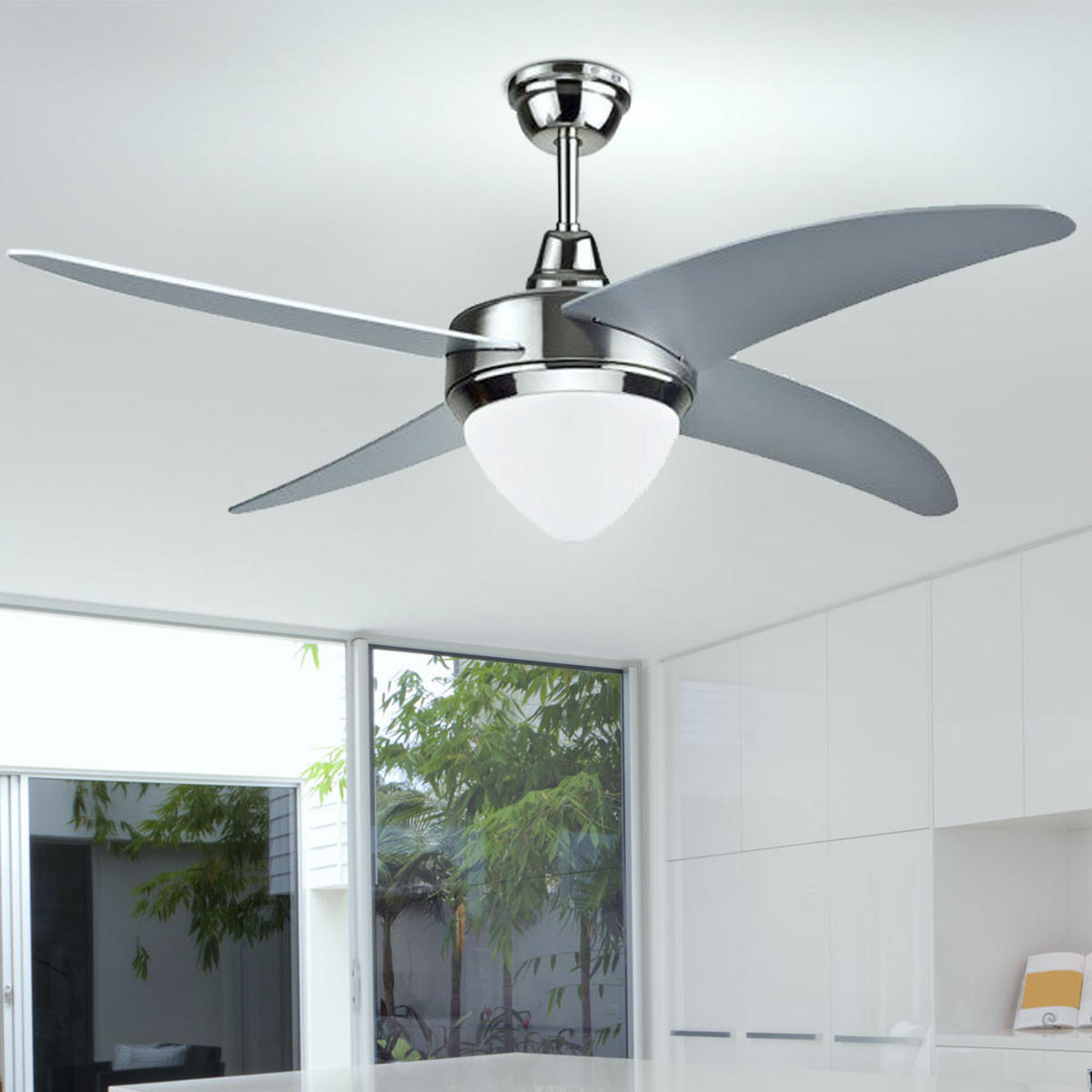 LED DECKENLEUCHTE Ventilator Silber - Silberfarben, Glas (106/106/39cm)