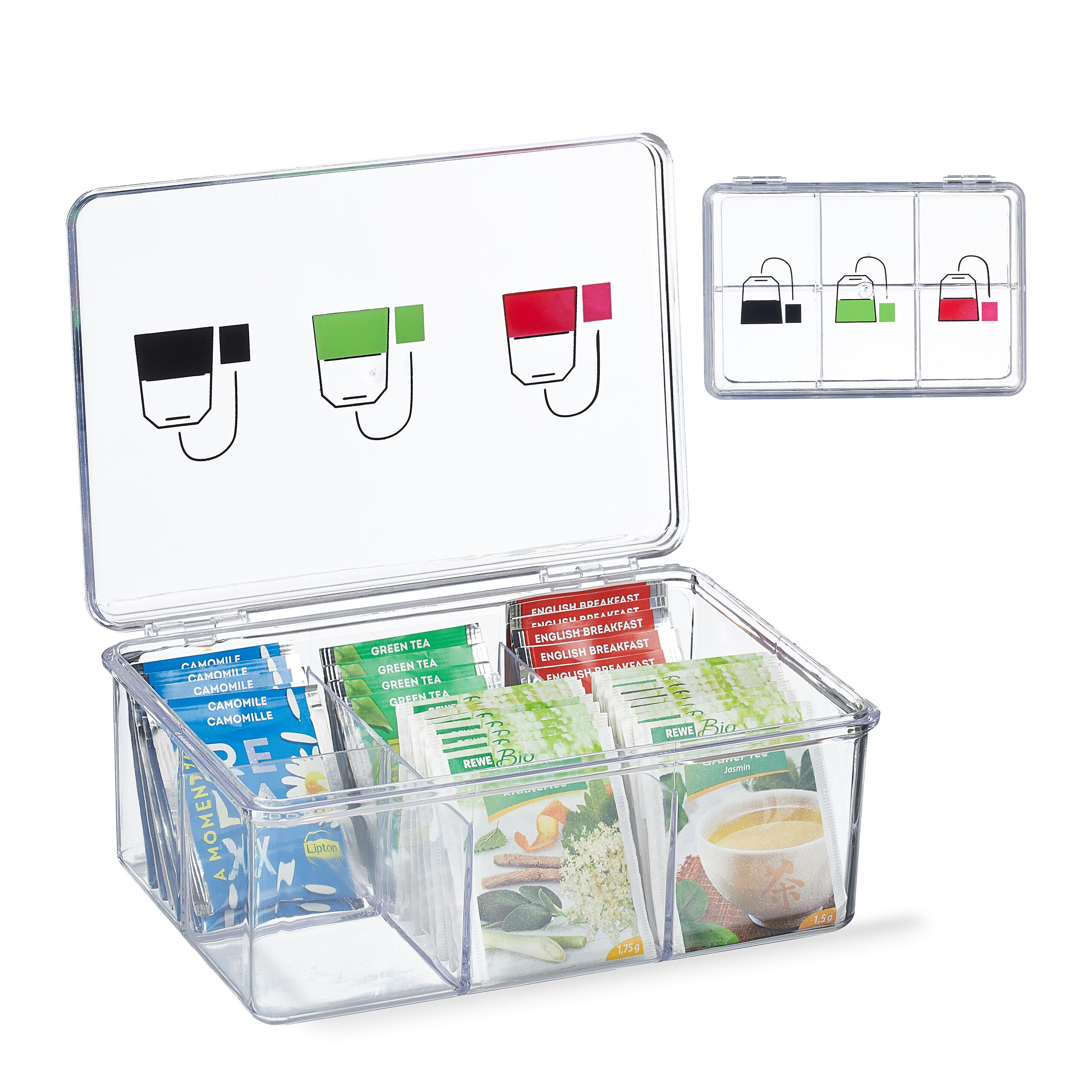 TEEBOX - Transparent, Kunststoff (21.5/9/15cm) - Relaxdays