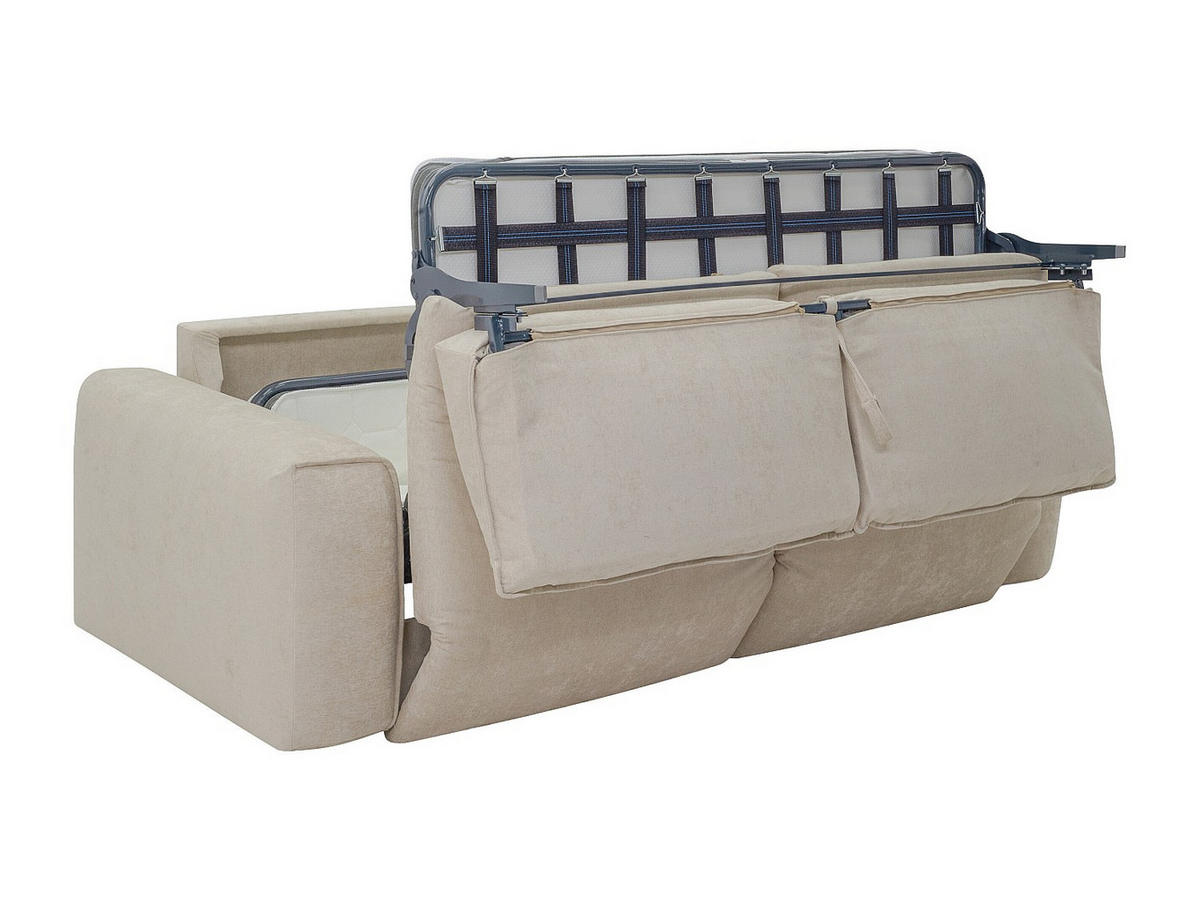 3-SITZER Schlafsofa Express aus beigem Stoff - Liegefläche 140 cm Matratze 13 cm POGLO - Beige, Textil (216/78/100cm) - Vente-Unique