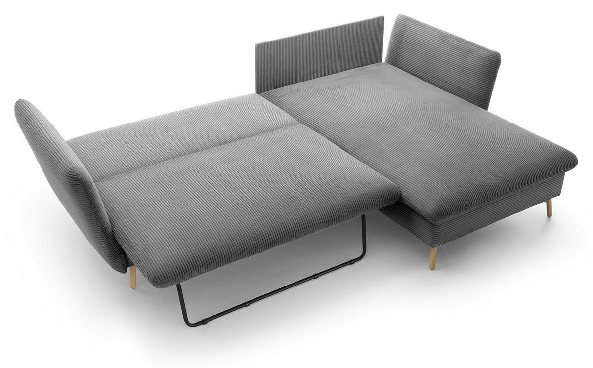 ECKSOFA Savona L-Form 260 cm, Cordstoff, Rechts, Grau - Grau, Holz (167/258cm) - Emporius