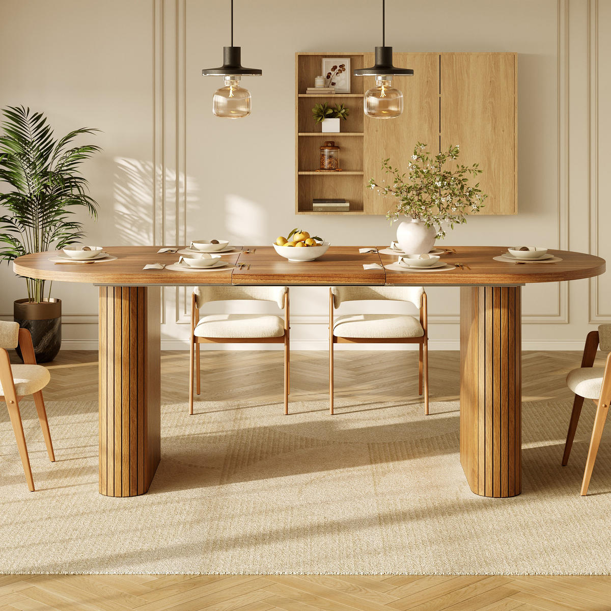 ESSTISCH Ausziehbar 120-160Cm Oval Holzstruktur Natur - Braun, Metall (80/120/75.5cm) - FLIEKS