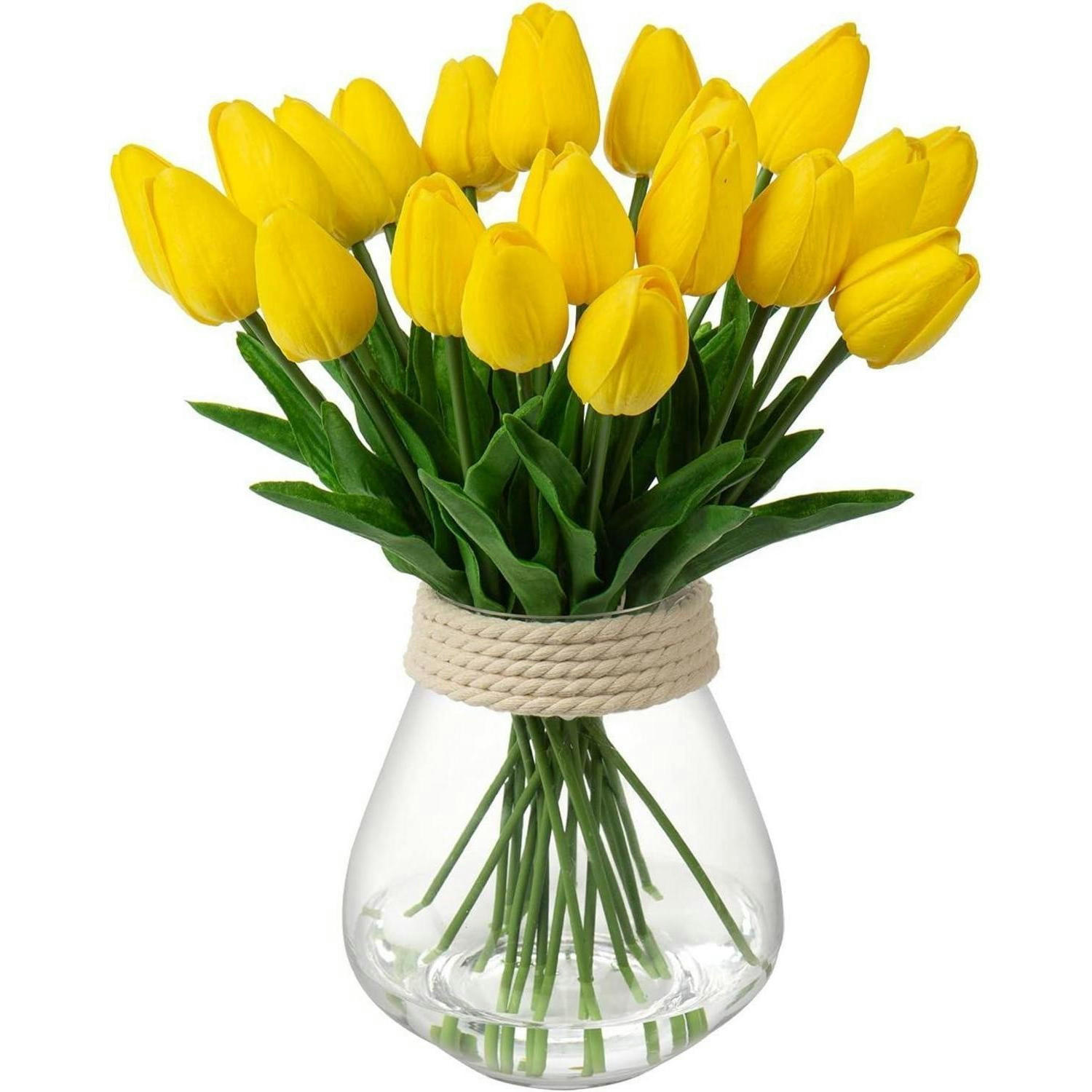 KUNSTBLUMEN Tulpen 10 Stück Set Gelb 34 cm - Gelb, Kunststoff (3.3cm)