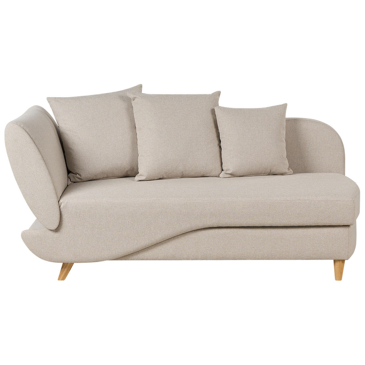 CHAISELONGUE Leinenoptik beige mit Bettkasten linksseitig Meri - Hellbraun/Beige, Textil (156/73/69cm) - Beliani