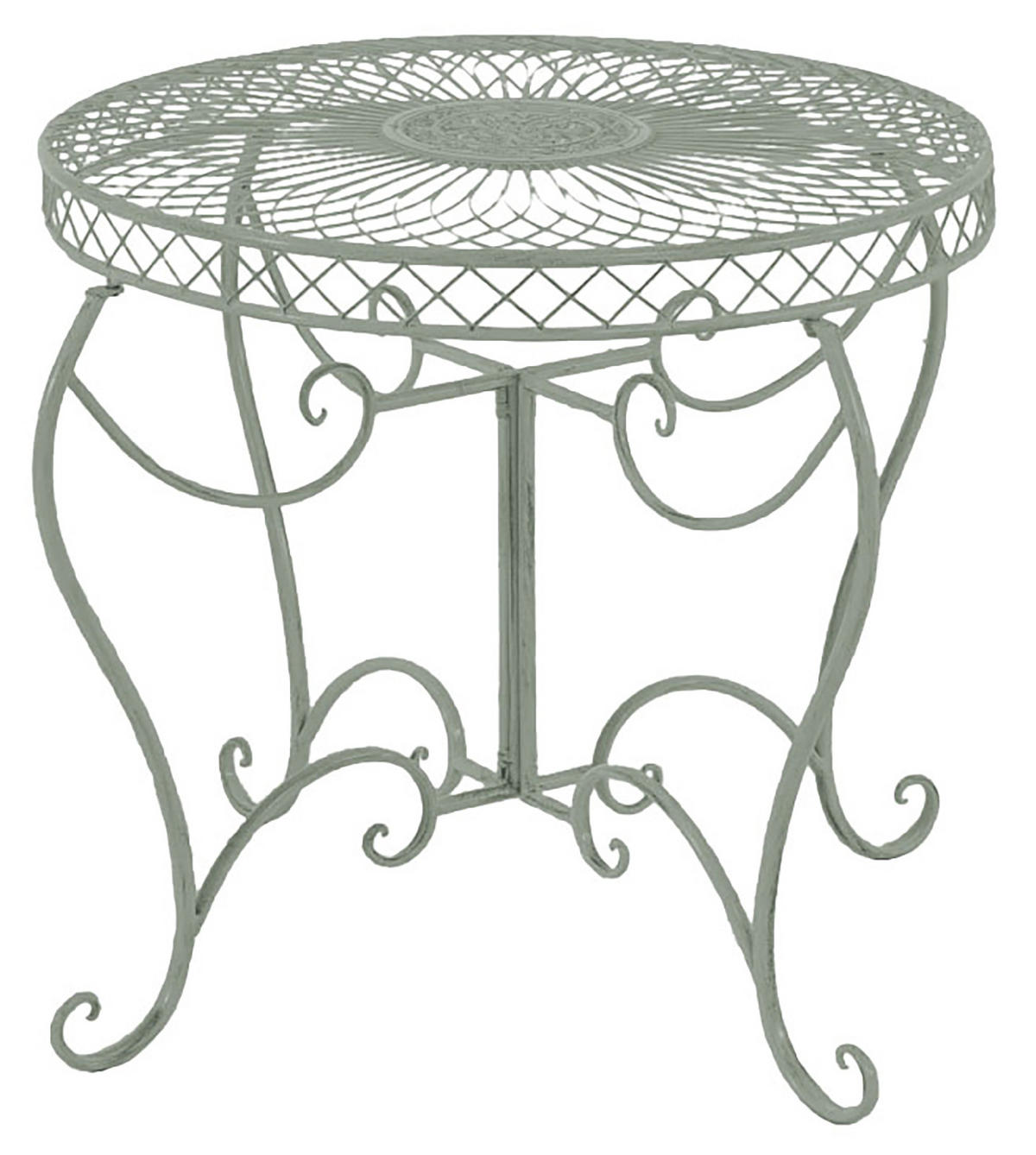 GARTENTISCH rund Ø90 cm Metall Antik-Grün - Grün, Metall (90/90/69cm) - CLP