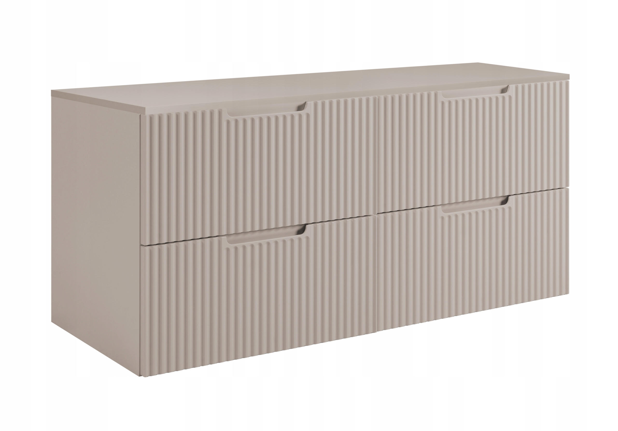 WASCHBECKUNTERSCHRANK VENA 160 cm mit Arbeitsplatte Farbe: Kaschmir geriffelte Vorderseite Kaschmir - Kaschmir, Holzwerkstoff (160/58/46cm) - Rodan