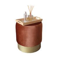 SITZHOCKER Larvik - Goldfarben/Orange, Kunststoff/Metall (40/40/40cm) - [en.casa]